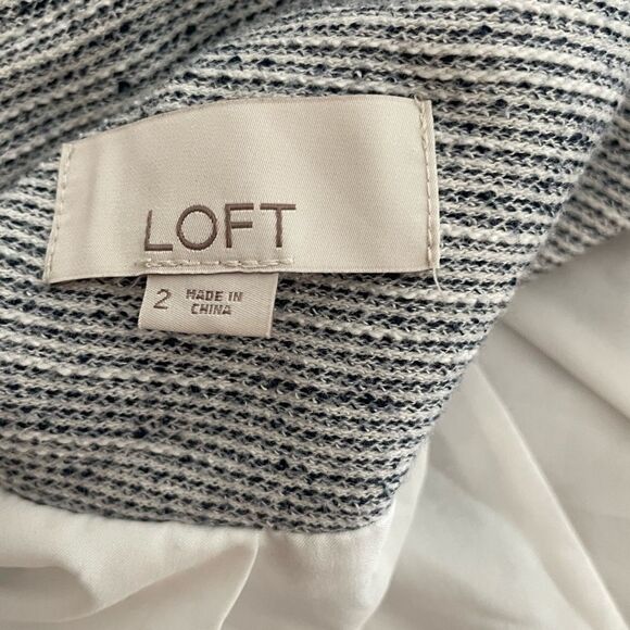 Loft Knit Modern Blazer Size 2 Fitted Style #501877 blue white pin striped - Picture 5 of 7